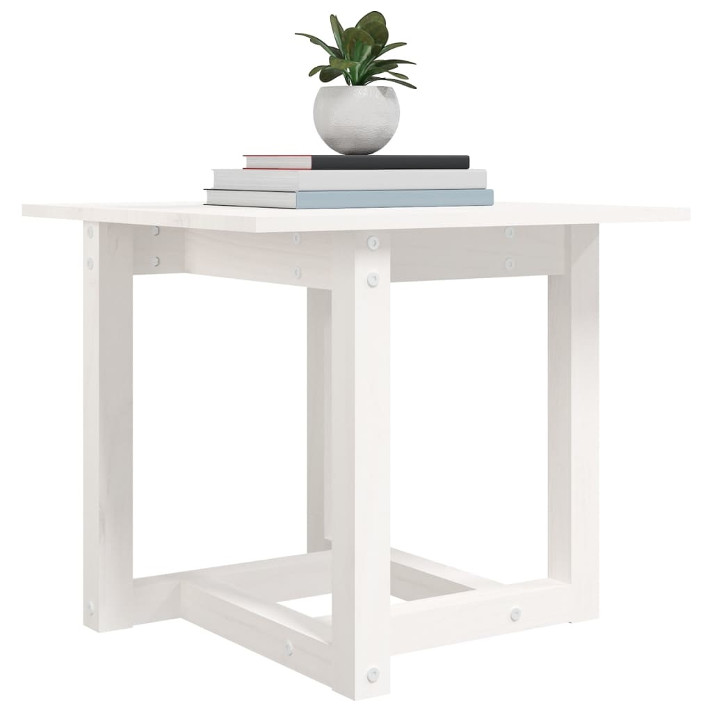 VidaXL Salontafel 50x50x45 cm massief grenenhout wit