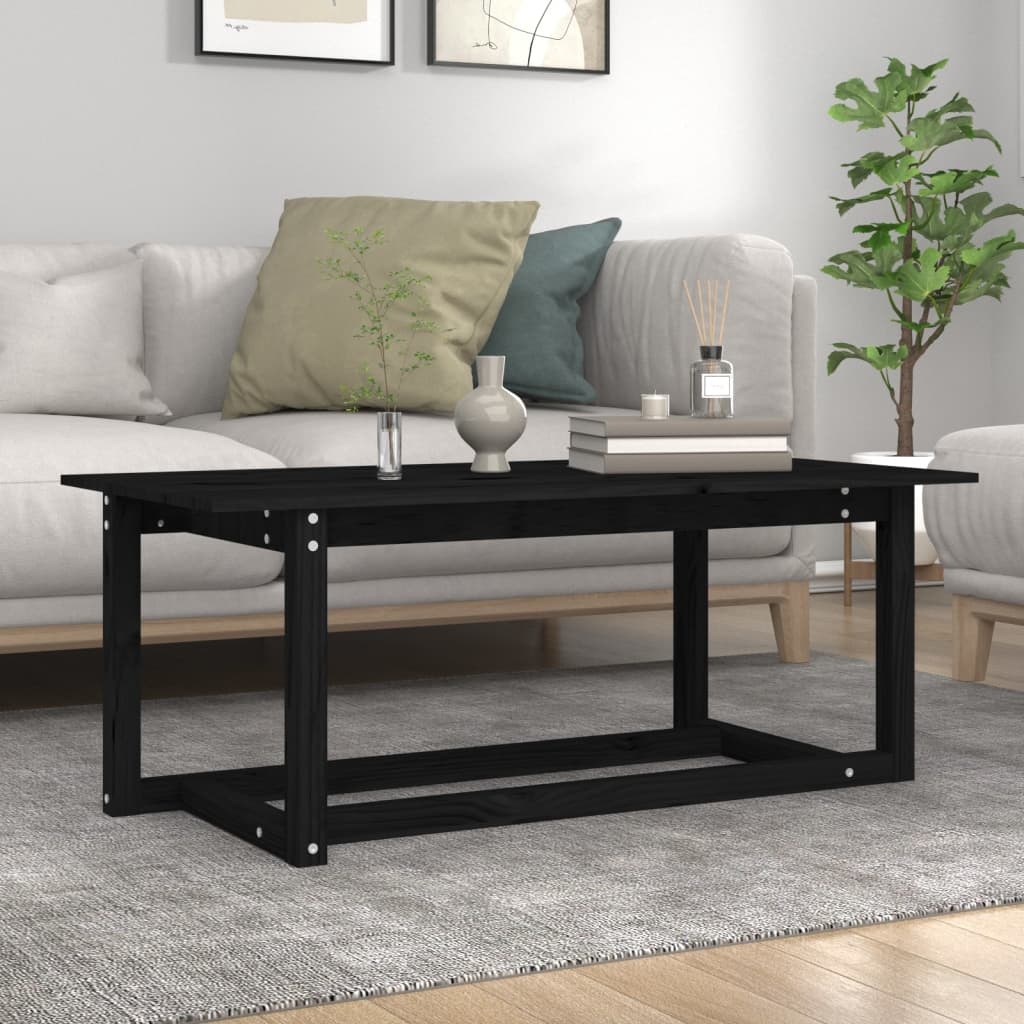 VidaXL Salontafel 110x55x45 cm massief grenenhout zwart