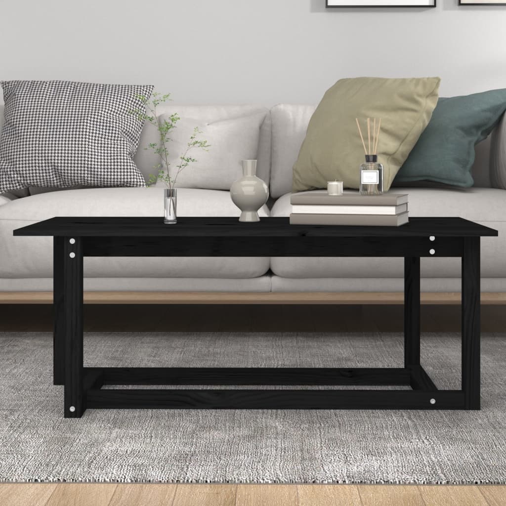 VidaXL Salontafel 110x55x45 cm massief grenenhout zwart
