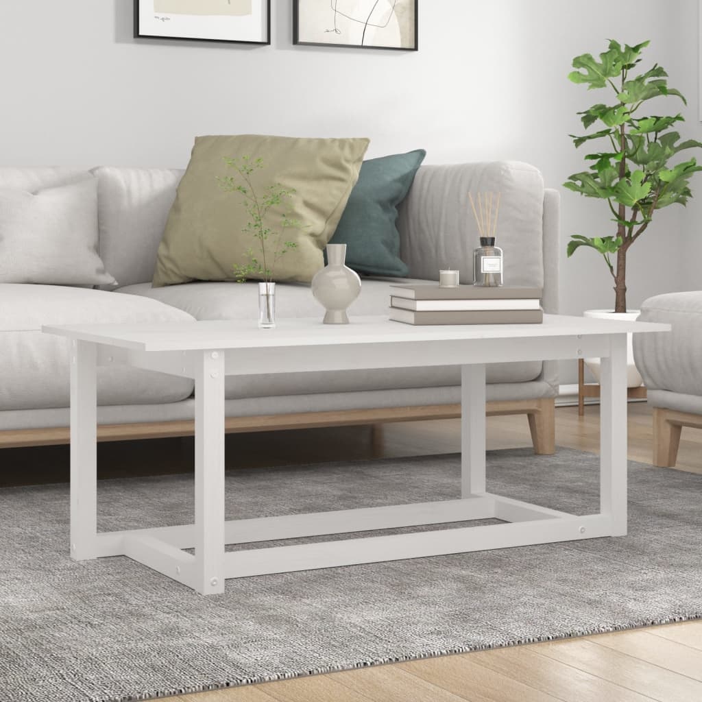 VidaXL Salontafel 110x55x45 cm massief grenenhout wit