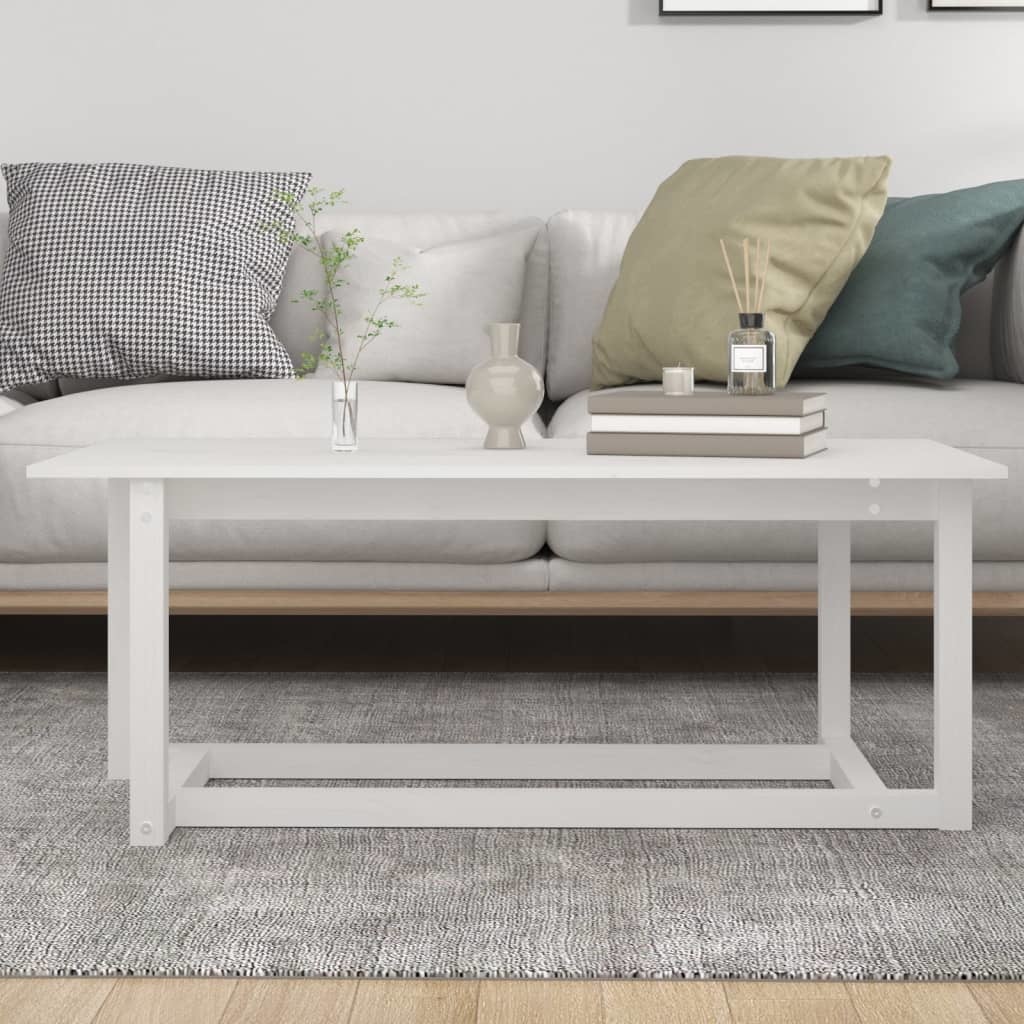 VidaXL Salontafel 110x55x45 cm massief grenenhout wit