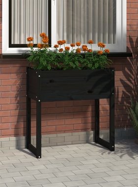 vidaXL Plantenbak 78x40x81 cm massief grenenhout zwart