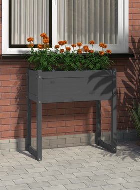 vidaXL Plantenbak 78x40x81 cm massief grenenhout grijs