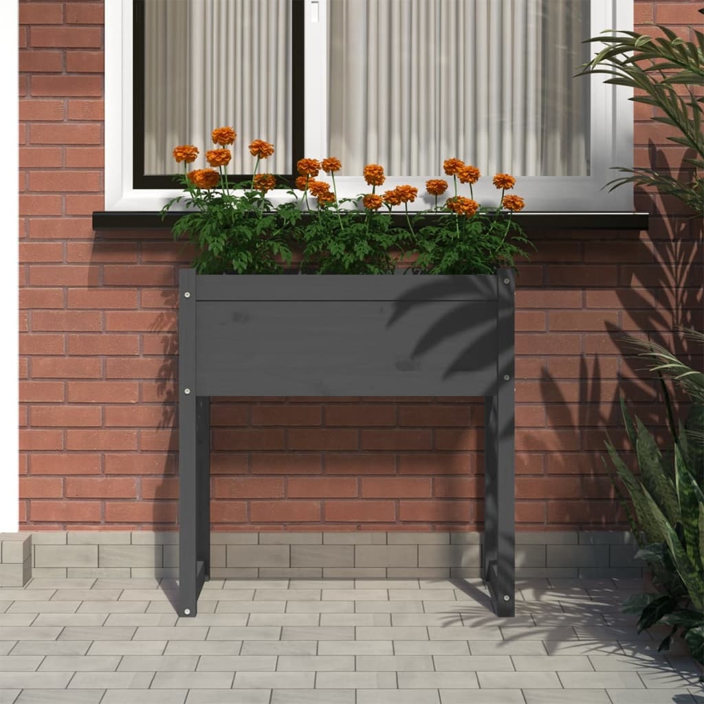 vidaXL Plantenbak 78x40x81 cm massief grenenhout grijs