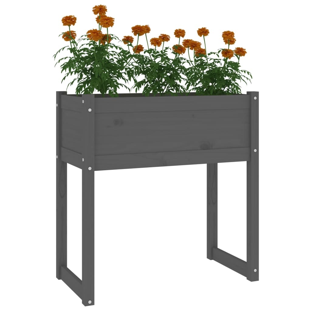 vidaXL Plantenbak 78x40x81 cm massief grenenhout grijs