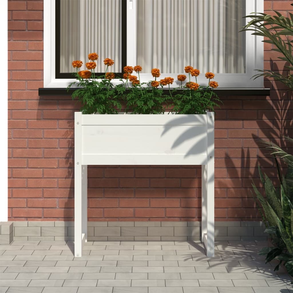 vidaXL Plantenbak 78x40x81 cm massief grenenhout wit