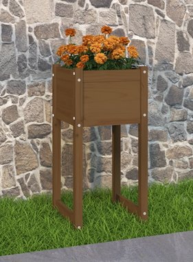 vidaXL Plantenbak 40x40x81 cm massief grenenhout honingbruin