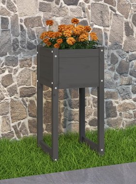 vidaXL Plantenbak 40x40x81 cm massief grenenhout grijs