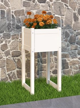 vidaXL Plantenbak 40x40x81 cm massief grenenhout wit