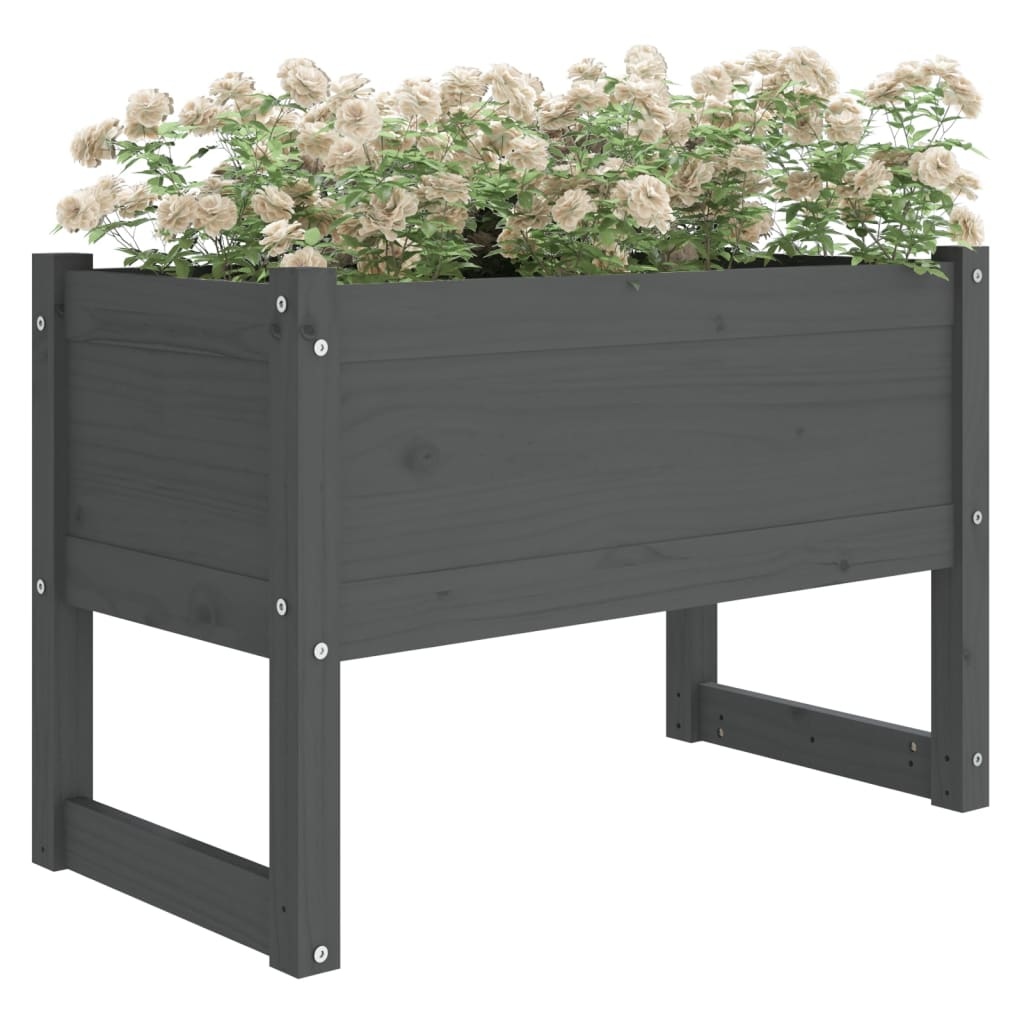 vidaXL Plantenbak 78x40x52 cm massief grenenhout grijs