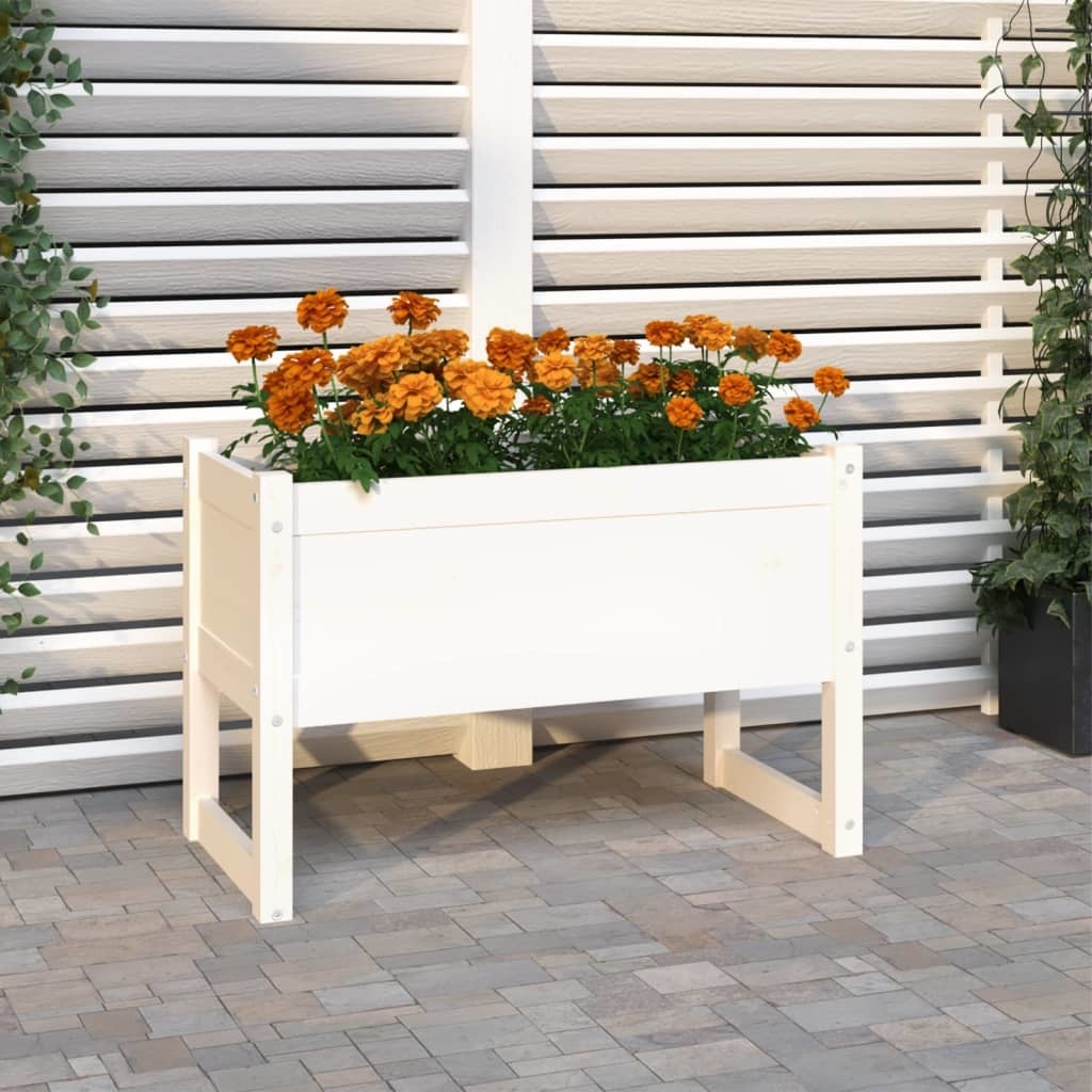 VidaXL Plantenbak 78x40x52 cm massief grenenhout wit
