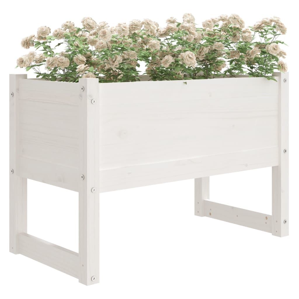VidaXL Plantenbak 78x40x52 cm massief grenenhout wit