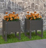 VidaXL Plantenbakken 2 st 40x40x52,5 cm massief grenenhout grijs