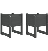 VidaXL Plantenbakken 2 st 40x40x52,5 cm massief grenenhout grijs