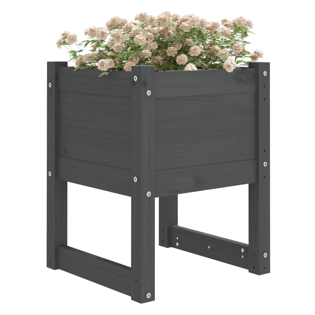 VidaXL Plantenbakken 2 st 40x40x52,5 cm massief grenenhout grijs