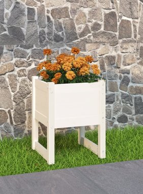 vidaXL Plantenbak 40x40x52,5 cm massief grenenhout wit