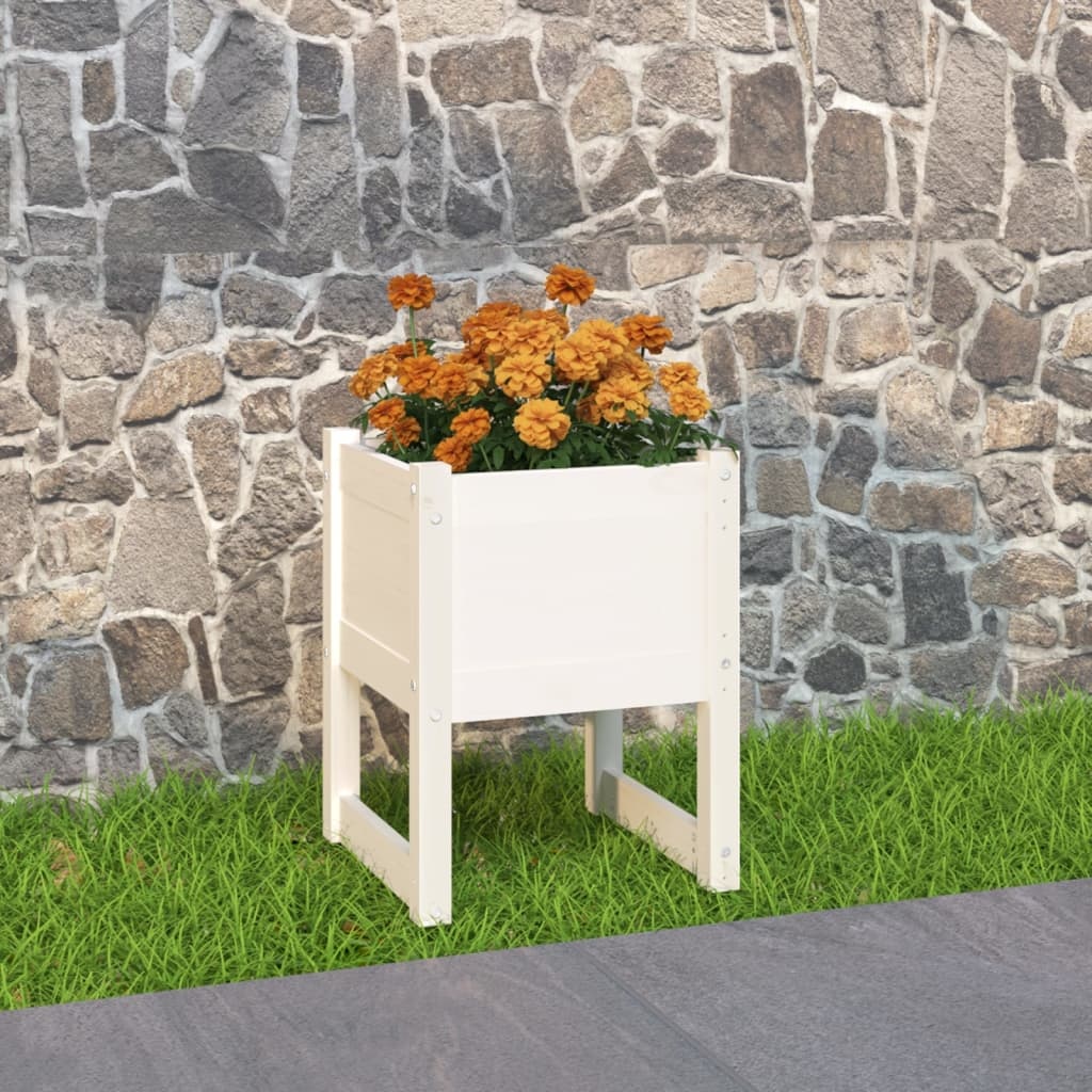 vidaXL Plantenbak 40x40x52,5 cm massief grenenhout wit