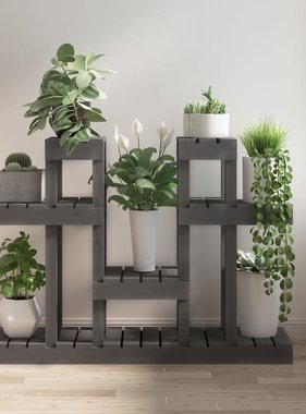 VidaXL Plantenstandaard grijs 104,5x25x77,5 cm massief grenenhout