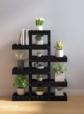 VidaXL Plantenstandaard 85x25x109,5 cm massief grenenhout zwart