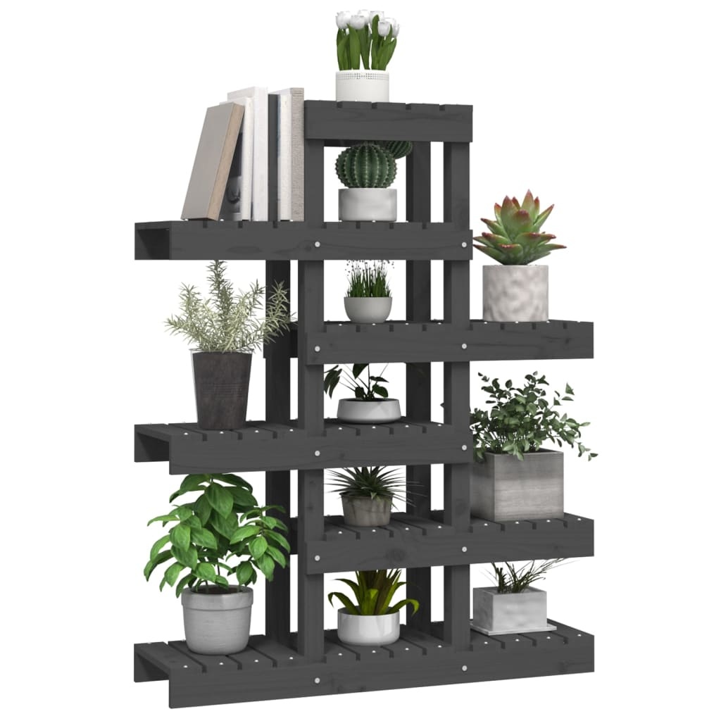 VidaXL Plantenstandaard 85x25x109,5 cm massief grenenhout grijs