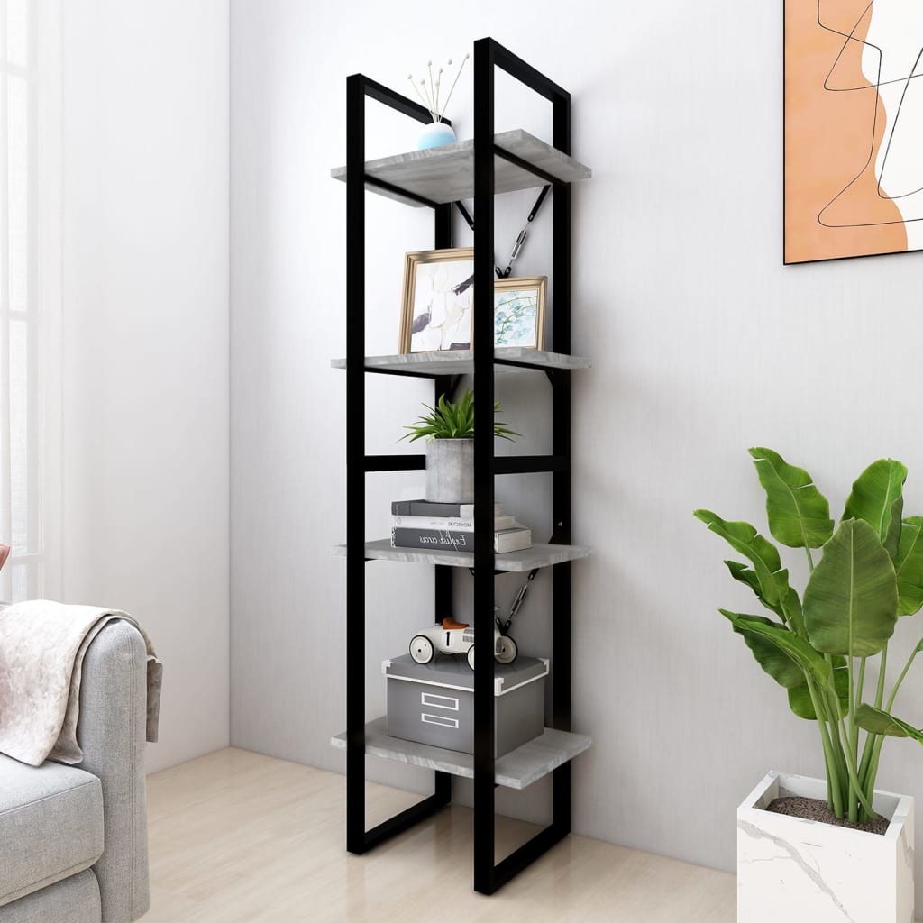 VidaXL Boekenkast 4-laags 40x30x140 cm bewerkt hout grijs sonoma eiken
