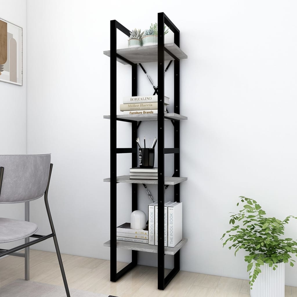 VidaXL Boekenkast 4-laags 40x30x140 cm bewerkt hout grijs sonoma eiken