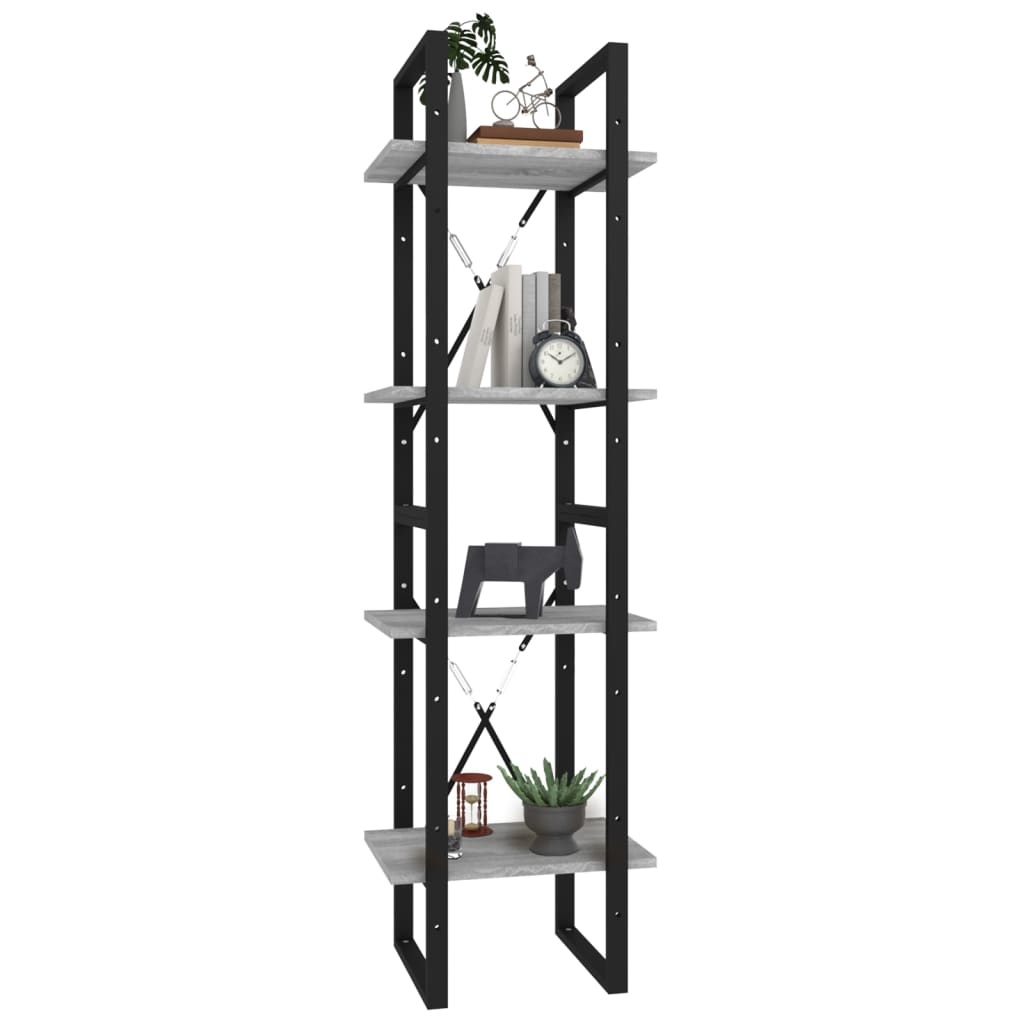 VidaXL Boekenkast 4-laags 40x30x140 cm bewerkt hout grijs sonoma eiken