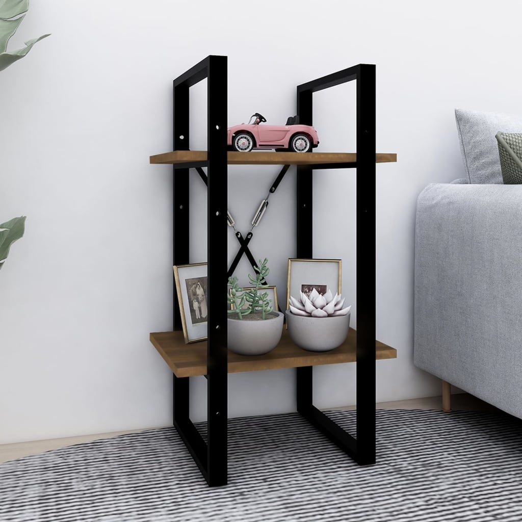 VidaXL Boekenkast 2-laags 40x30x70 cm bewerkt hout bruineikenkleurig