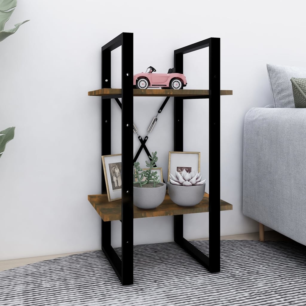 VidaXL Boekenkast 2-laags 40x30x70 cm bewerkt hout gerookt eikenkleur