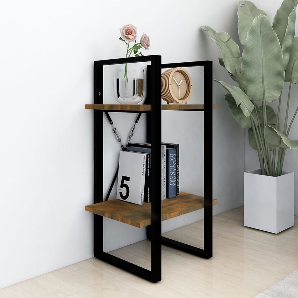 VidaXL Boekenkast 2-laags 40x30x70 cm bewerkt hout gerookt eikenkleur