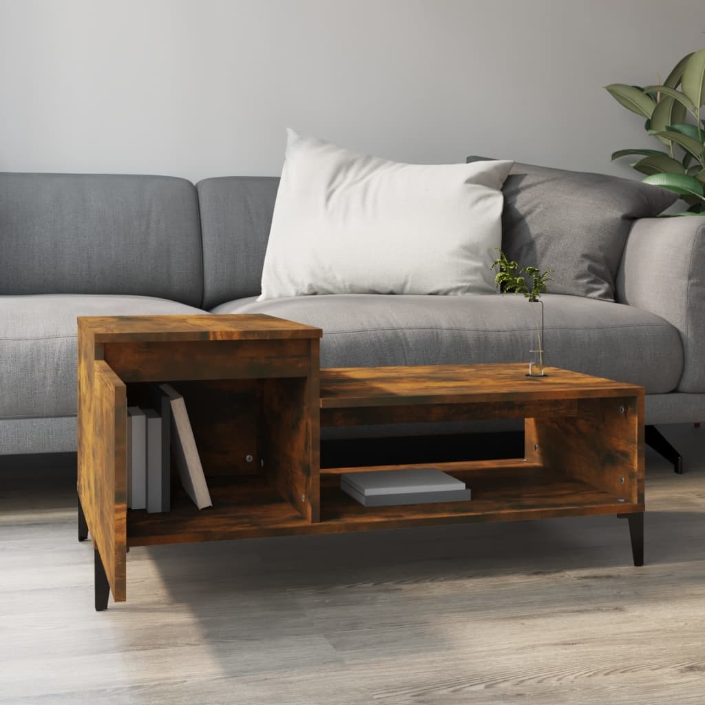 VidaXL Salontafel 100x50x45 cm bewerkt hout gerookt eikenkleurig