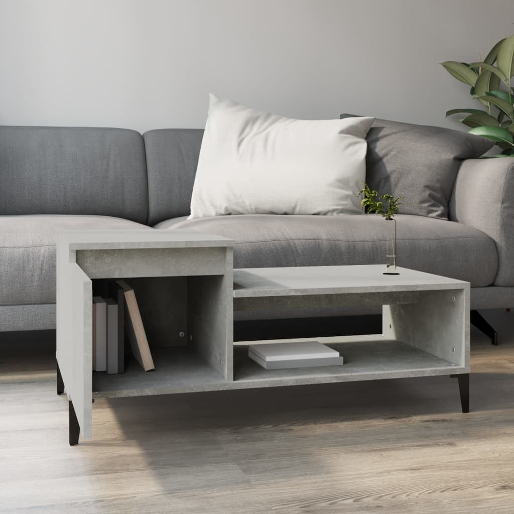 VidaXL Salontafel 100x50x45 cm bewerkt hout betongrijs