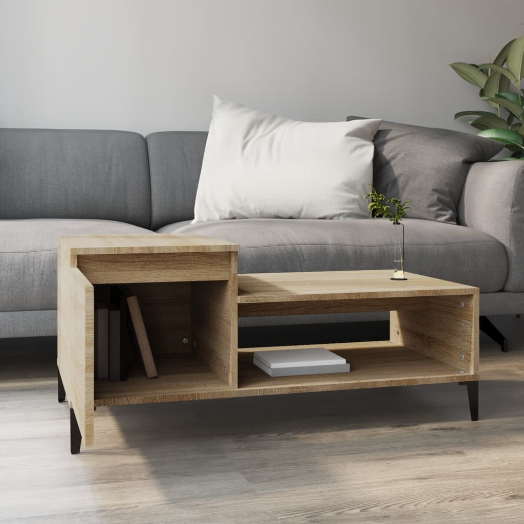 VidaXL Salontafel 100x50x45 cm bewerkt hout sonoma eikenkleurig
