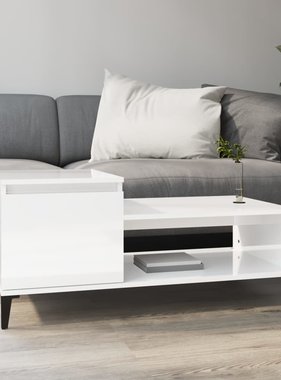 VidaXL Salontafel 100x50x45 cm bewerkt hout hoogglans wit