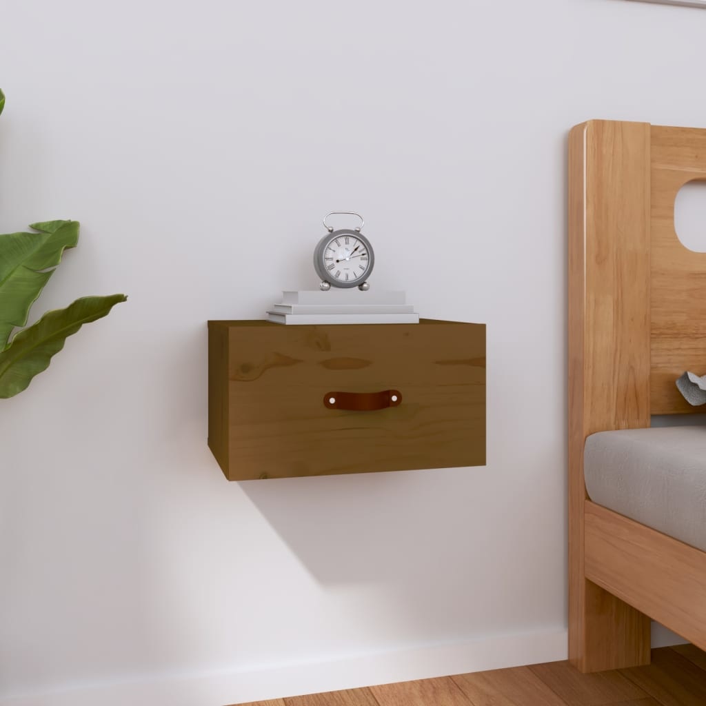 VidaXL Nachtkastje wandgemonteerd 40x29,5x22 cm honingbruin