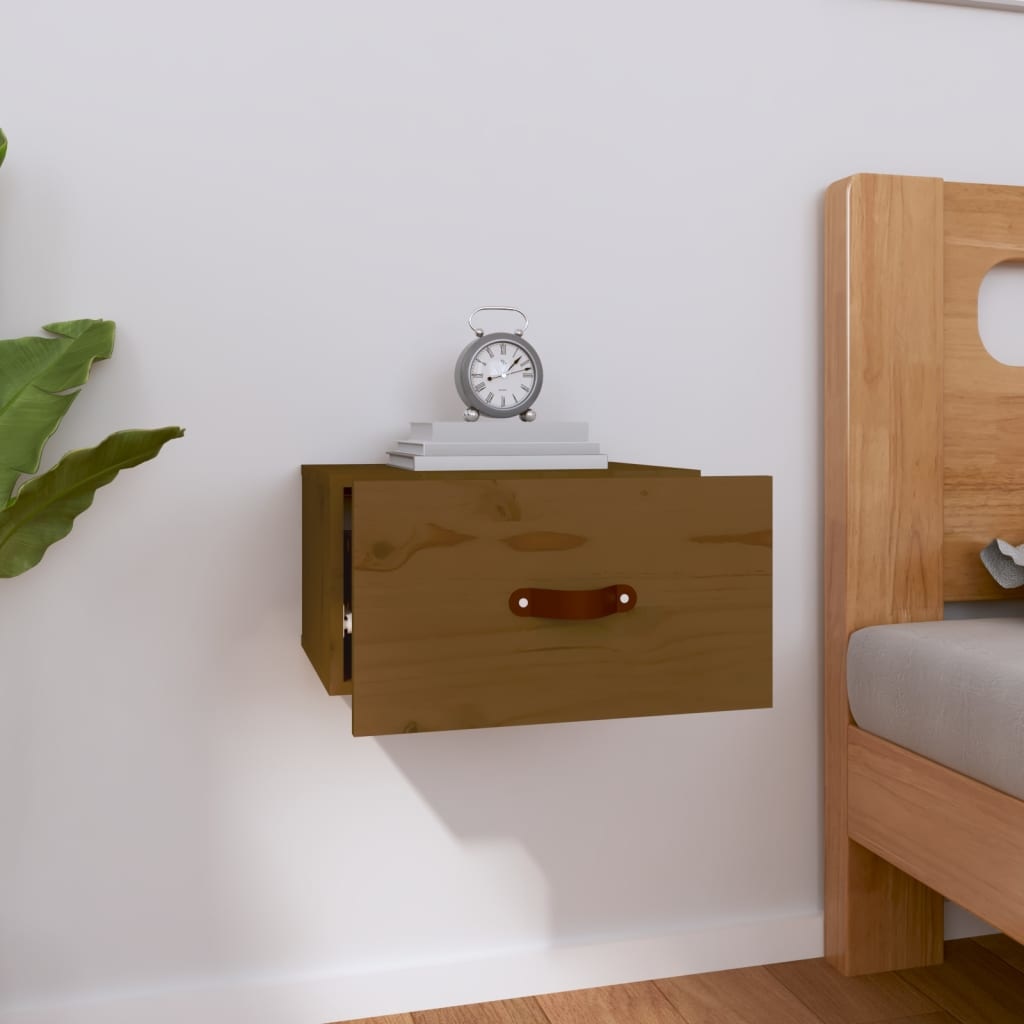 VidaXL Nachtkastje wandgemonteerd 40x29,5x22 cm honingbruin