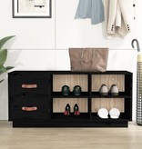 VidaXL Schoenenbank 100x34x45 cm massief grenenhout zwart