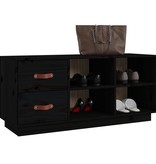 VidaXL Schoenenbank 100x34x45 cm massief grenenhout zwart