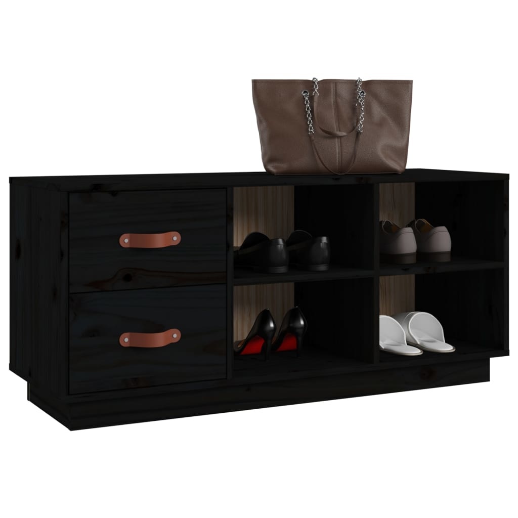 VidaXL Schoenenbank 100x34x45 cm massief grenenhout zwart