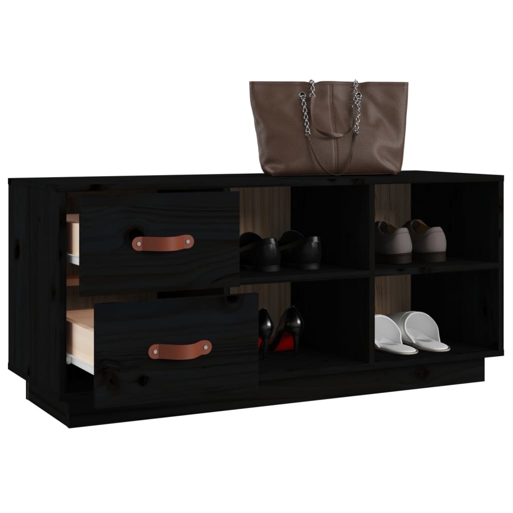 VidaXL Schoenenbank 100x34x45 cm massief grenenhout zwart