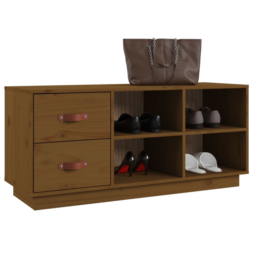 VidaXL Schoenenbank 100x34x45 cm massief grenenhout honingbruin