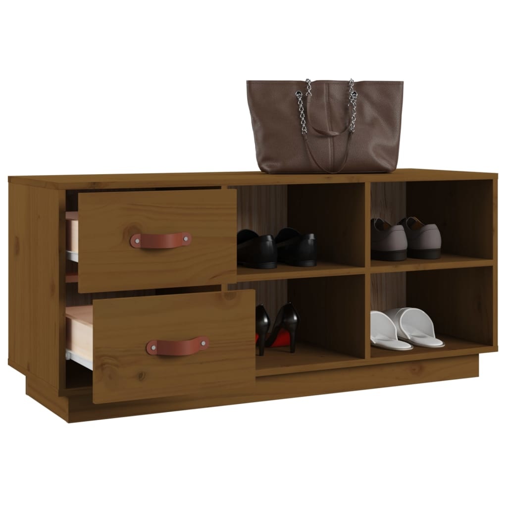 VidaXL Schoenenbank 100x34x45 cm massief grenenhout honingbruin