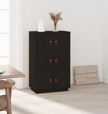 VidaXL Hoge kast 67x40x108,5 cm massief grenenhout zwart