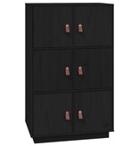 VidaXL Hoge kast 67x40x108,5 cm massief grenenhout zwart