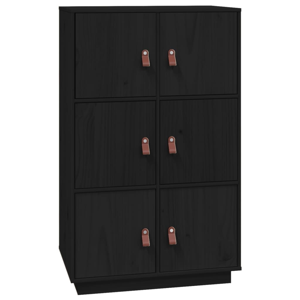 VidaXL Hoge kast 67x40x108,5 cm massief grenenhout zwart