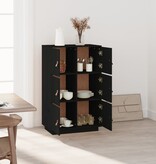 VidaXL Hoge kast 67x40x108,5 cm massief grenenhout zwart