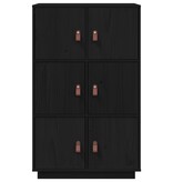 VidaXL Hoge kast 67x40x108,5 cm massief grenenhout zwart