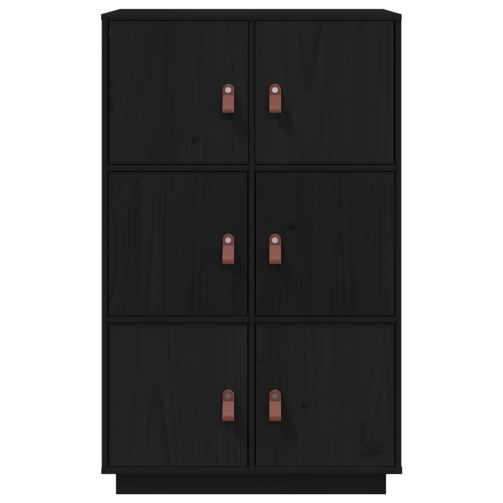 VidaXL Hoge kast 67x40x108,5 cm massief grenenhout zwart