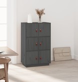 VidaXL Hoge kast 67x40x108,5 cm massief grenenhout grijs