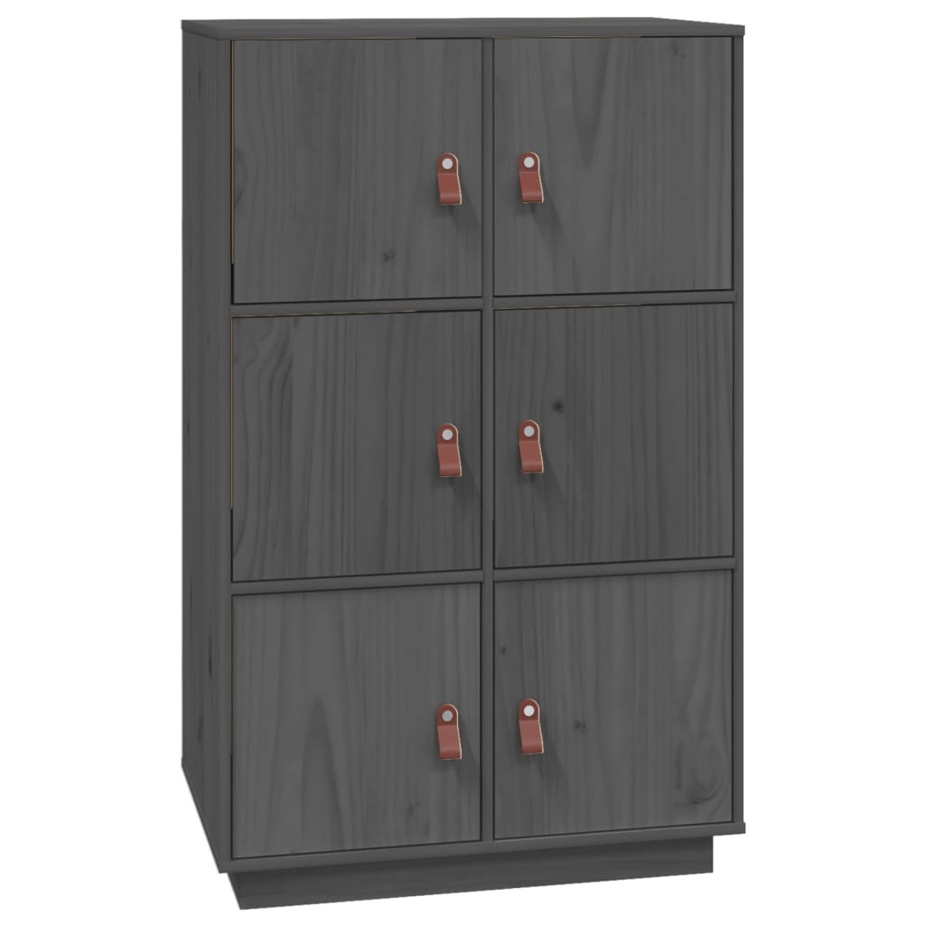VidaXL Hoge kast 67x40x108,5 cm massief grenenhout grijs